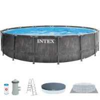 Intex Greywood Prism Premium Ø 457x122 Cm Stahl Runder Aufstellpool Intex Greywood Prism Premium Ø 457x122 Cm Stahl Runder Aufstellpool